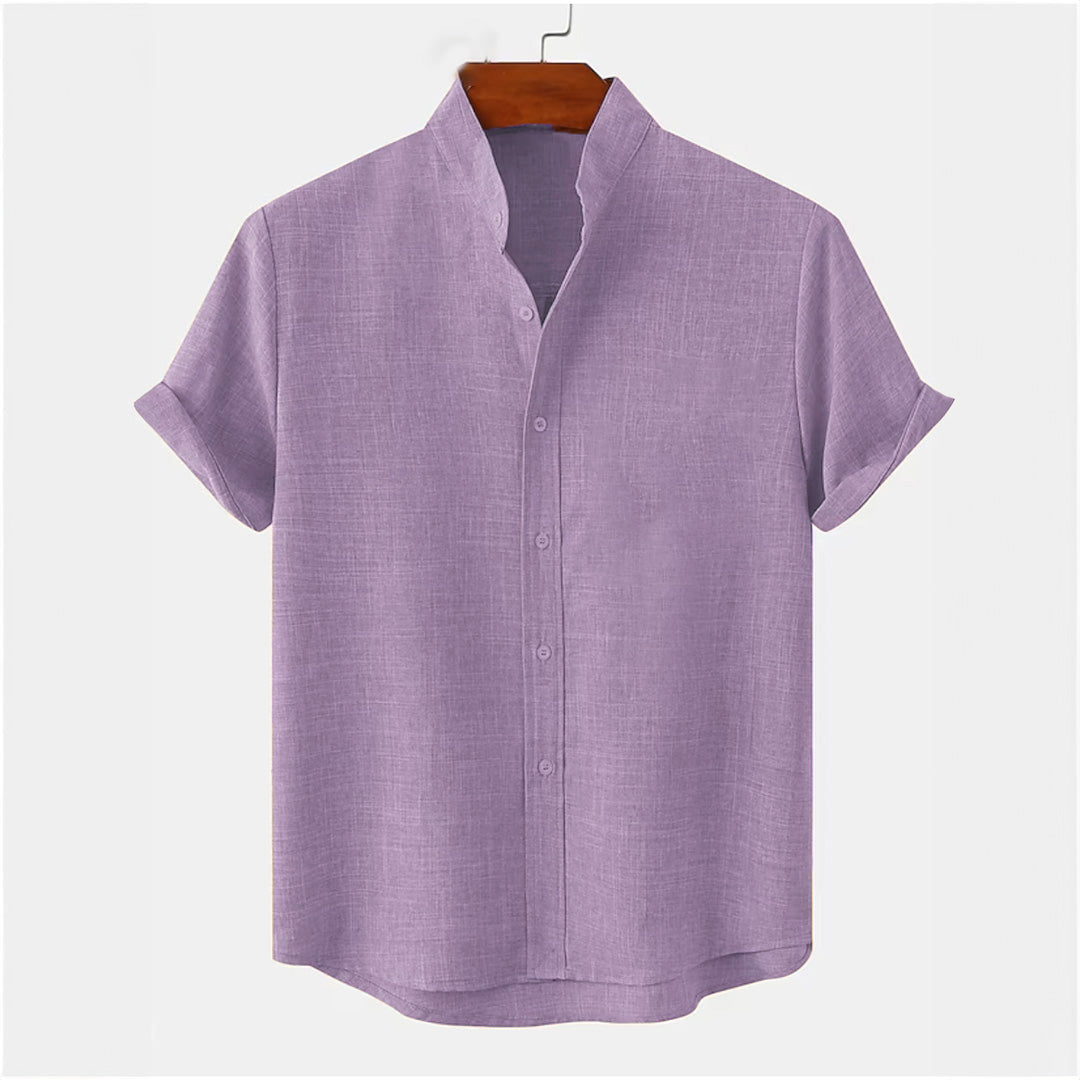 Purple Ban Collar full Patti Shirt