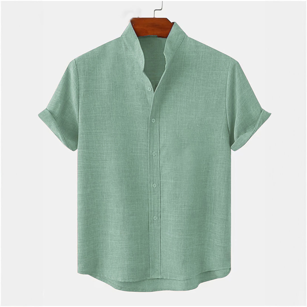 Sea Green Ban Collar full Patti Shirt