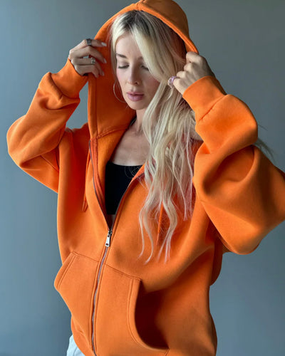 zapped zipper hoodie orange
