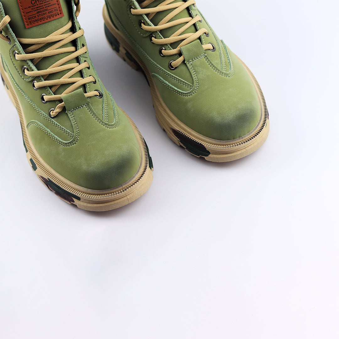 Men Letter Graphic Lace-up Front High Top Skate Green Shoes